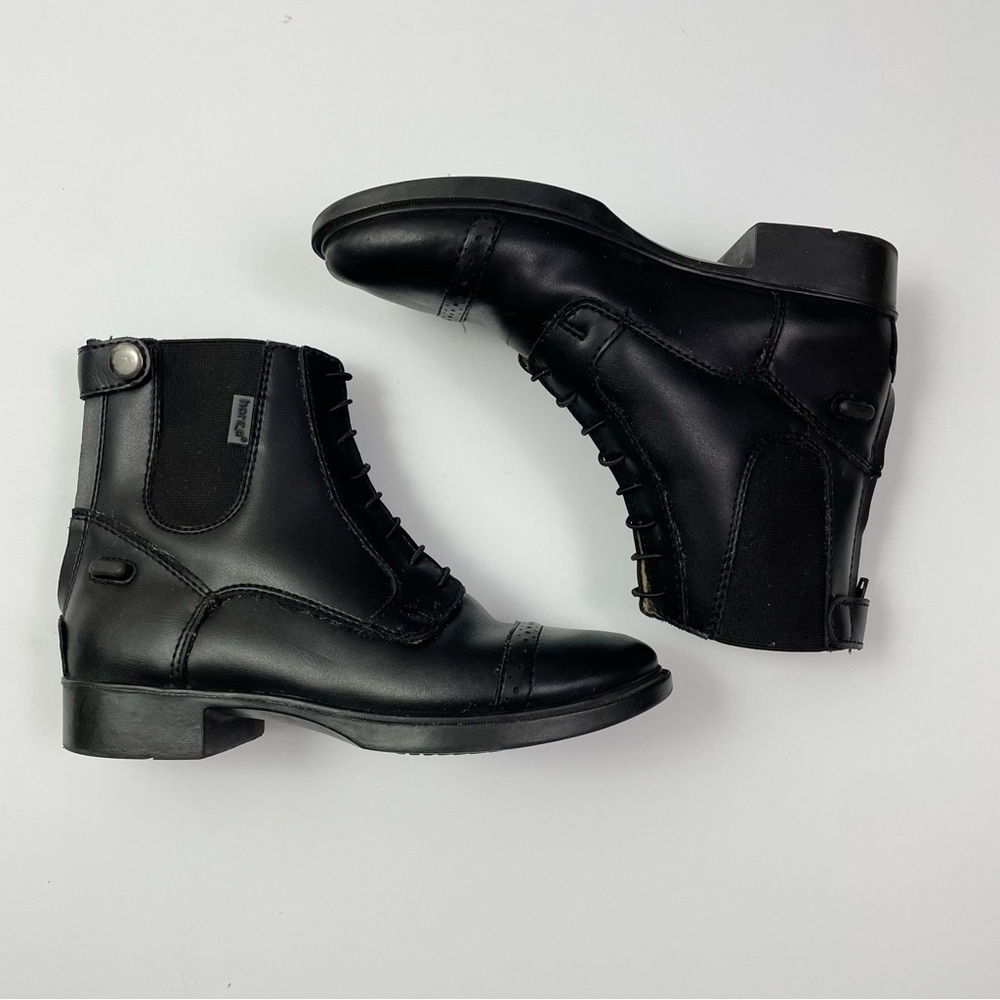 Horze Black Leather Riding Boots Kids Size 34